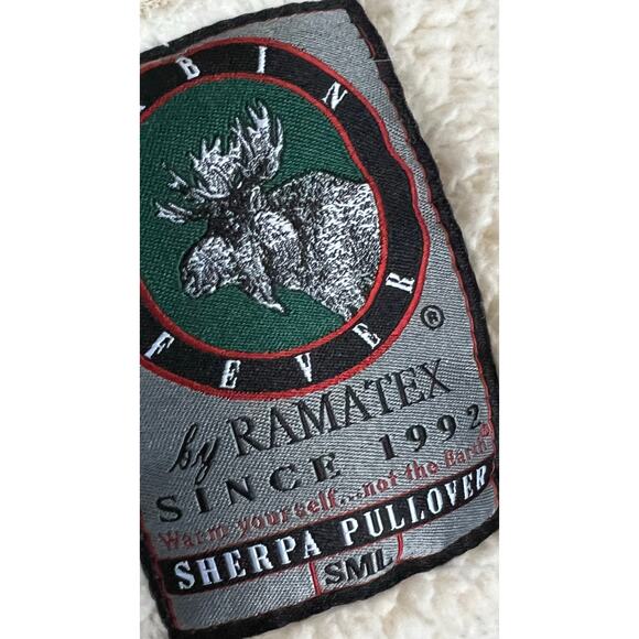Cabin Fever by Ramatex Sherpa Pullover Hoodie Size Small 1/4 Zip Kanga Pocket - Picture 6 of 8